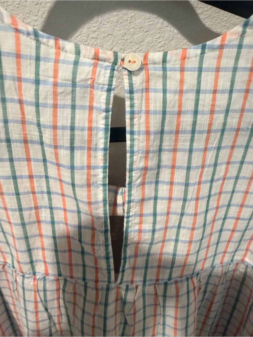 NWT Anthropologie White Plaid Tie-Back Peplum Blouse